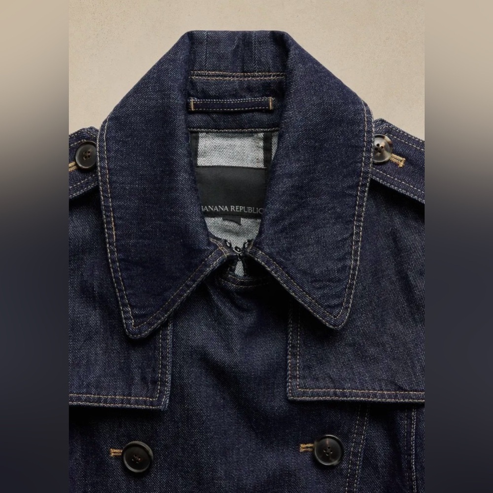 Banana Republic Uma Denim Trench Coat M - Picture 5 of 12